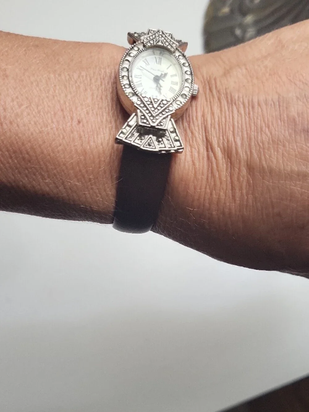 Ornate Silver-Tone Oval Women’s Watch